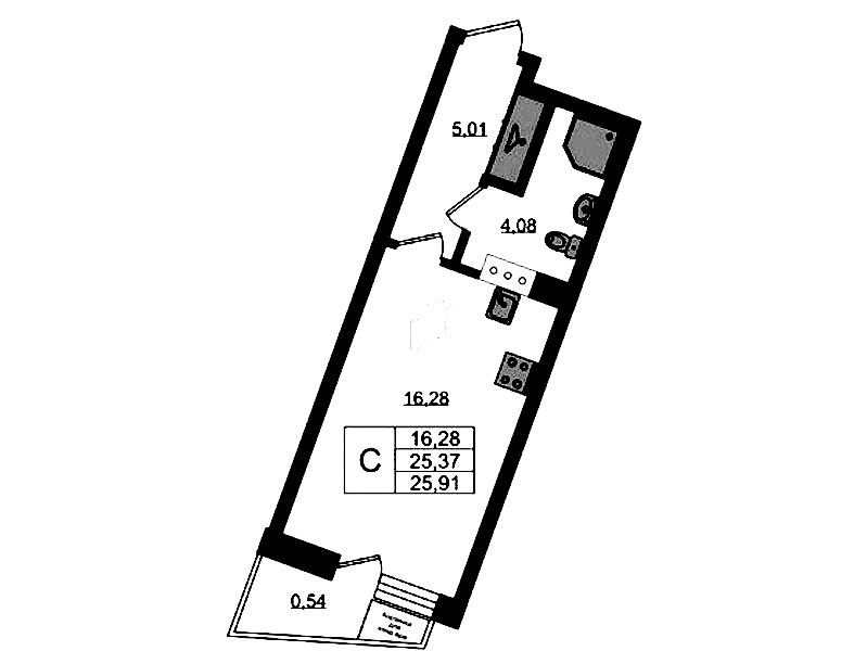 Квартира студия 25.91 м², 6/11 эт., ЖК «VEREN NORT Сертолово»